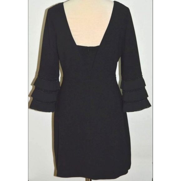 REVIEW BLACK 3/4 FLUTE SLEEVE 60s SHIFT DRESS 12 - Picture 2 of 3